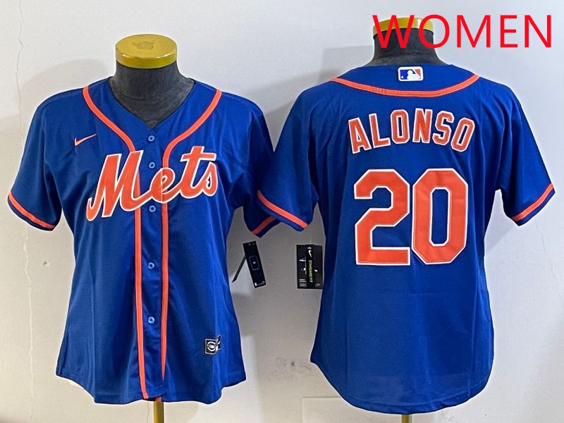 Women New York Mets #20 Alonso Blue Game Nike 2025 MLB Jersey style 2